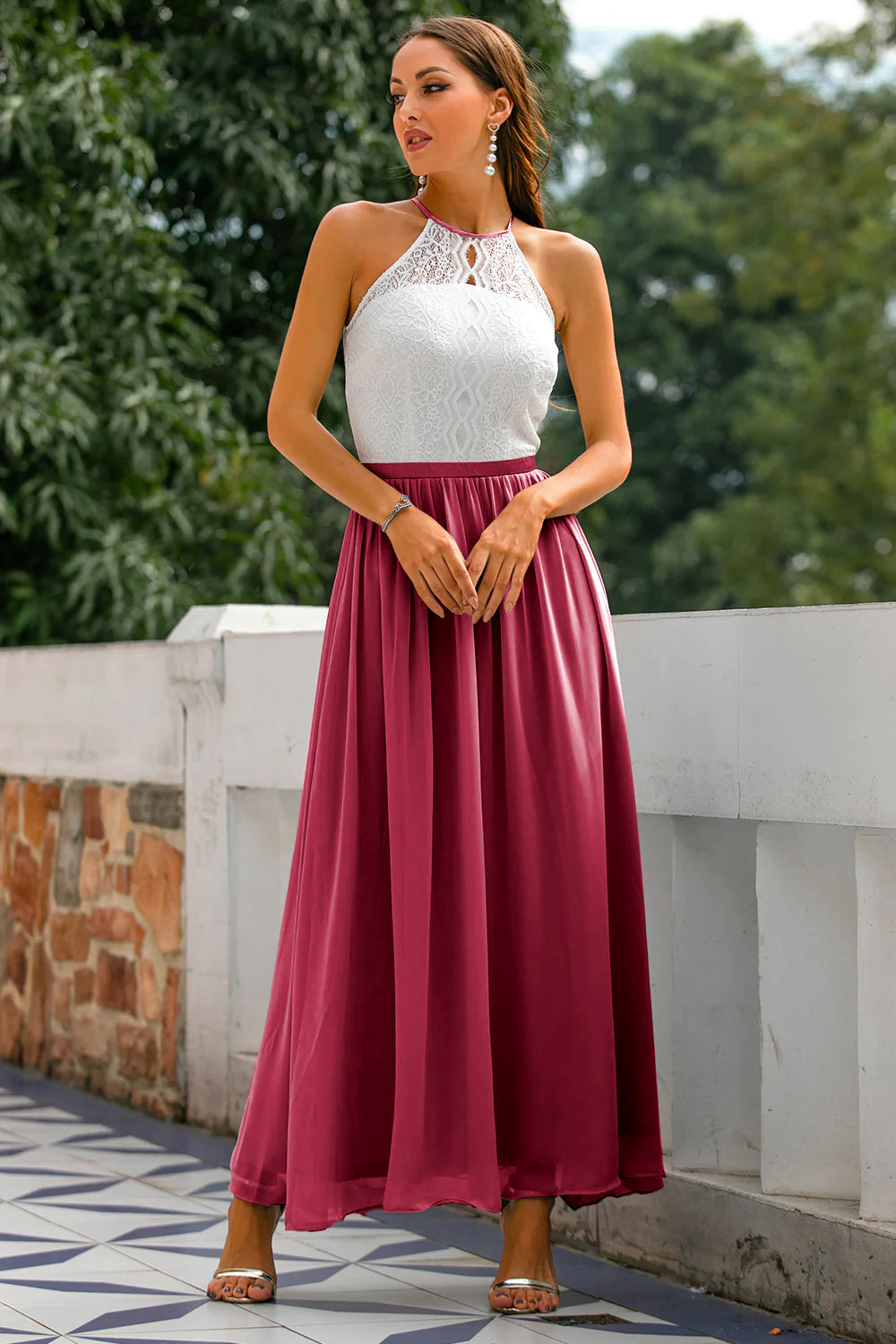 Madison | Women's Wedding Guest Halter Maxi Dress