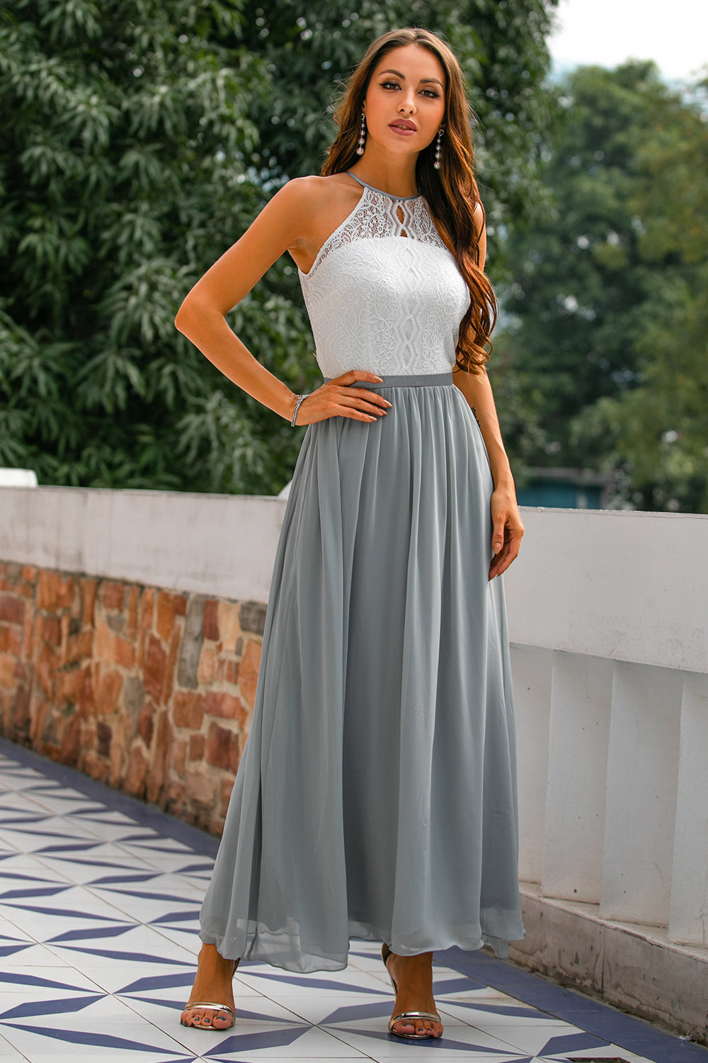 Madison | Women's Wedding Guest Halter Maxi Dress